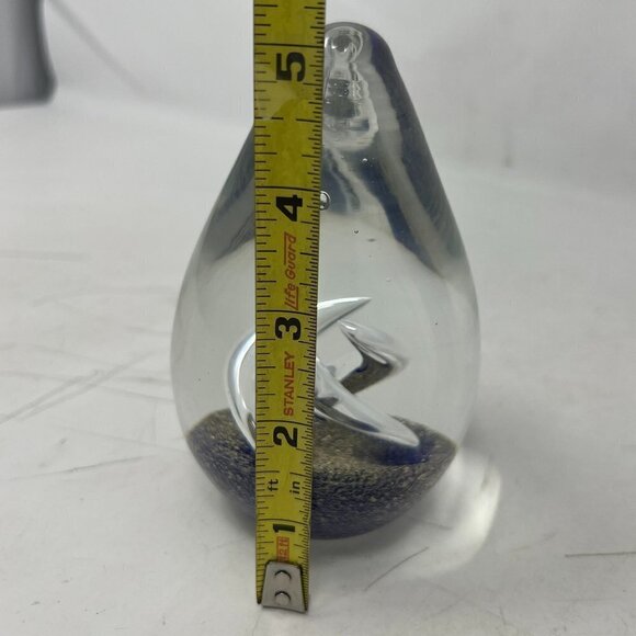 Solid Glass Paper Weight Made Egg Shaped Hand Blown Art Swirl - Picture 5 of 6